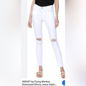 Vervet Waist 30 (size 10) Distressed White Denim Jeans. Frayed waist,hem & holes
